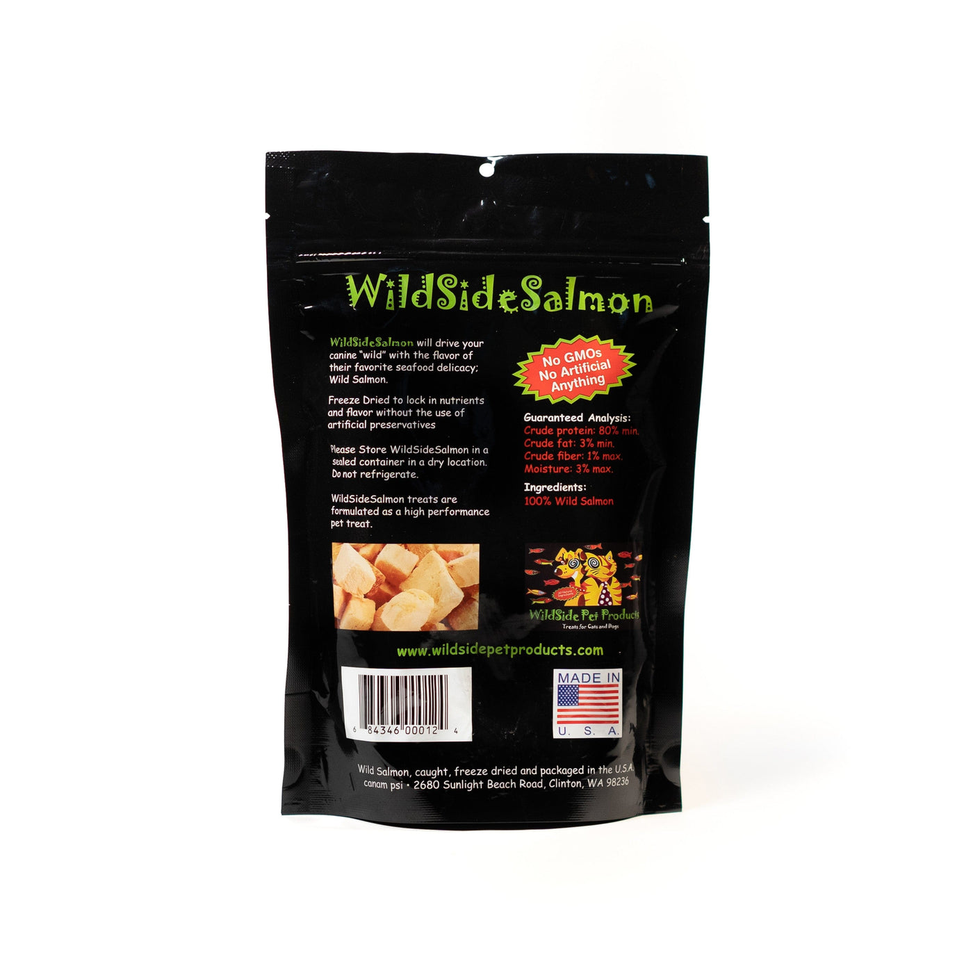 Wildsidesalmon 3oz dog treats bag back